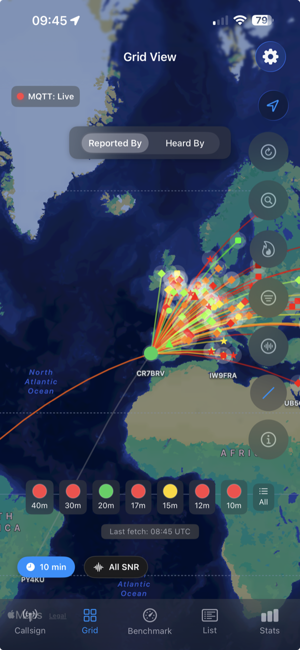 PSKReporter Client world propagation map